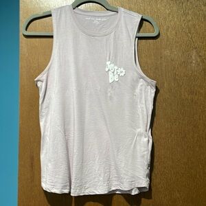 Small lilac tank with puff print “Just Be”